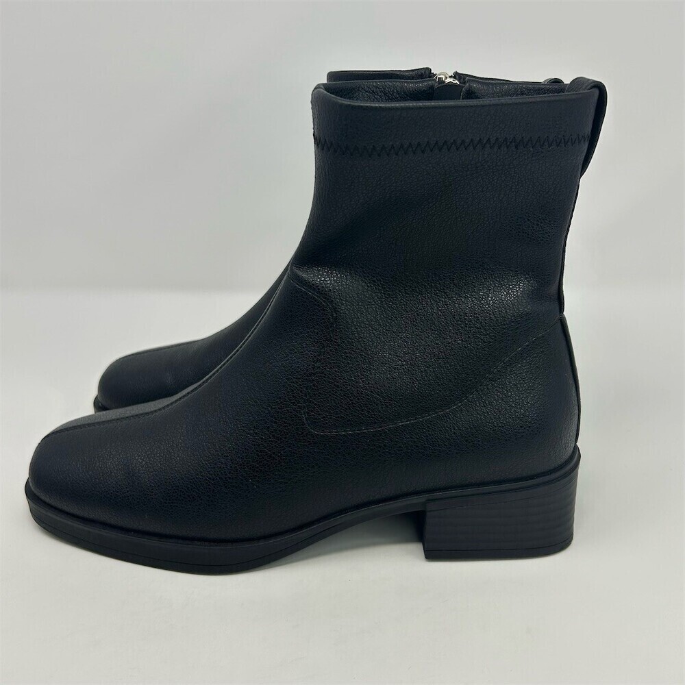 Aerosoles Dazzy Ankle Booties Black Square Toe Block Heel Side Zip Size 8.5 - Picture 4 of 11